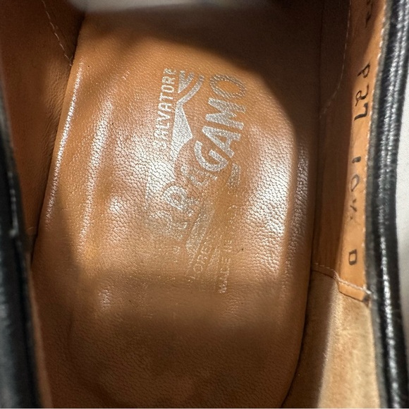 Salvatore Ferragamo Mens Derby Shoes 10,5 D Oxford Black Leather - Picture 14 of 16